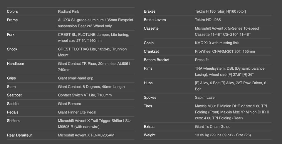 2025 Liv Faith Youth Mountain Bike